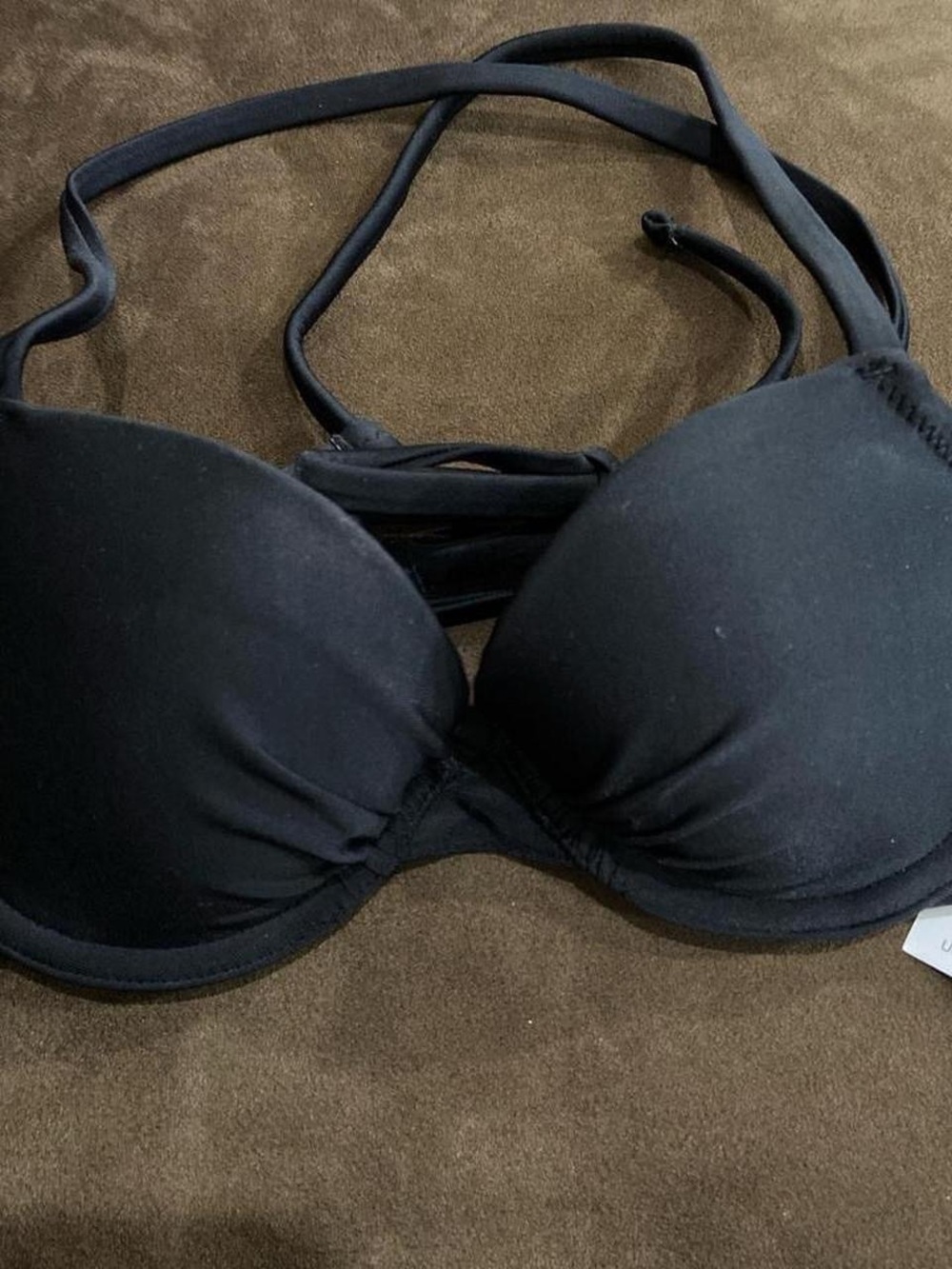 aerie Black Padded Halter Bikini Top